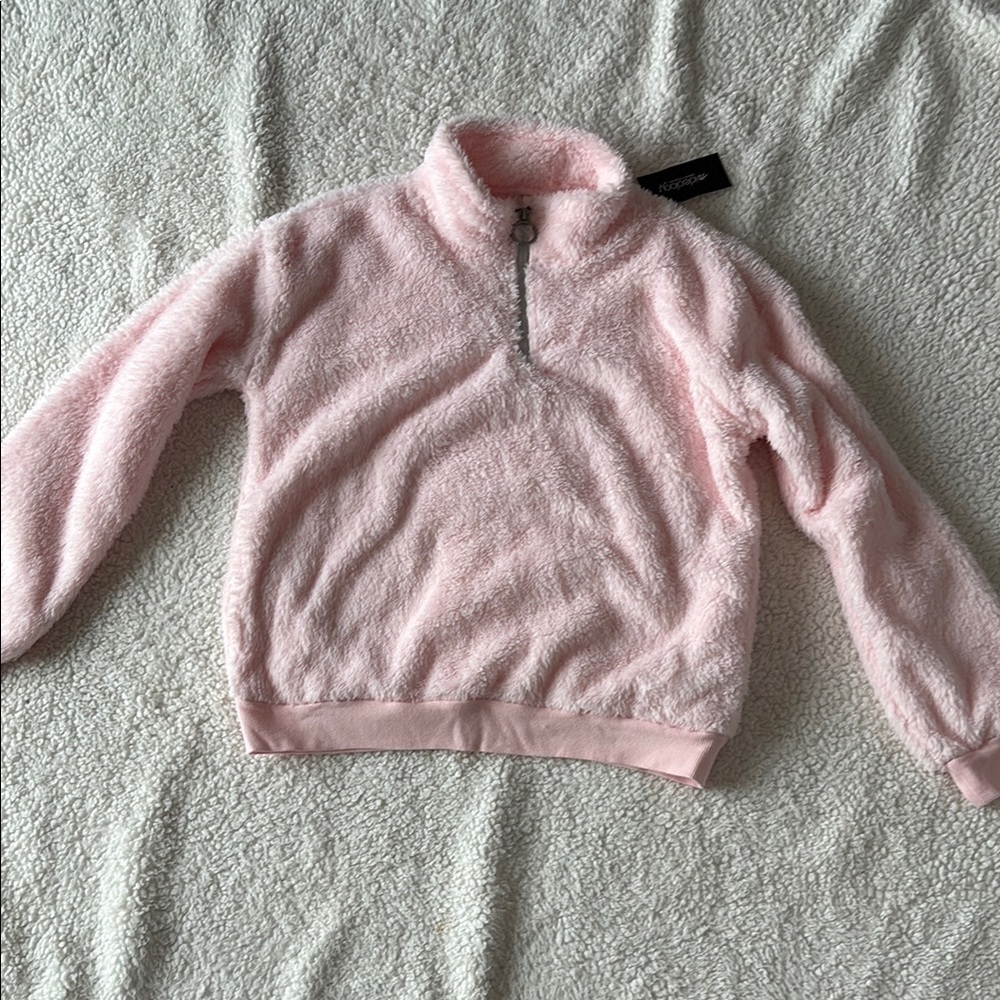 Ideology Pink Half-Zip Sweater fluffy Sherpa